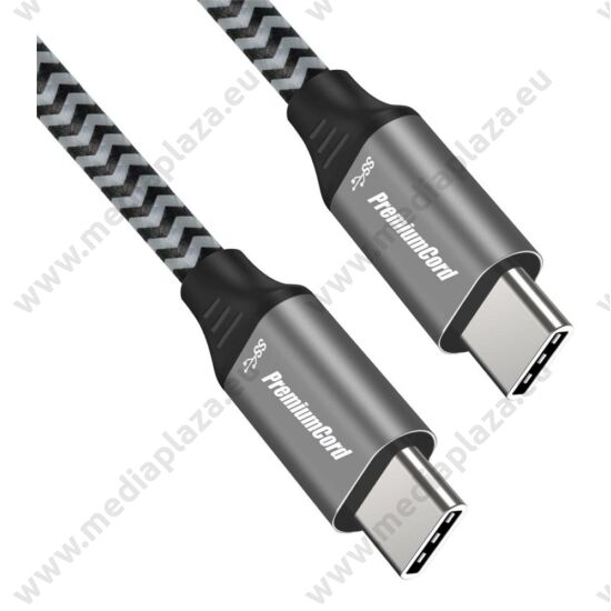PREMIUMCORD FONOTT SZÖVET USB-C/USB-C GYORSTÖLTŐ ADATKÁBEL PD 2.0/3.0 QC 2.0/3.0 5A 100W 1m