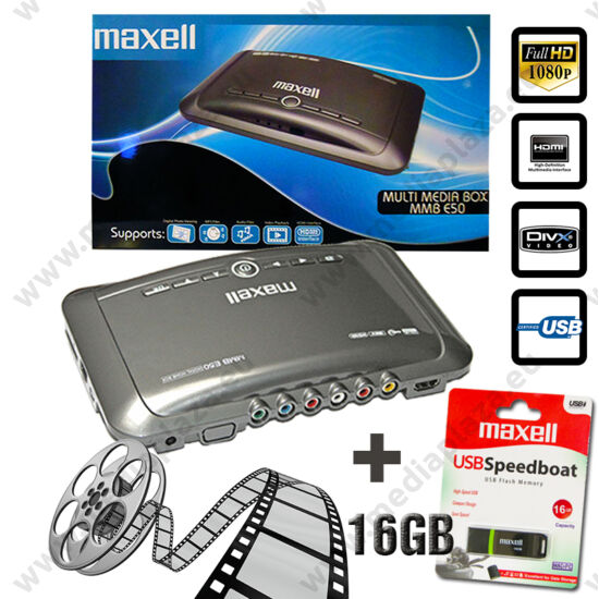 MAXELL MMB E50 MÉDIALEJÁTSZÓ + MAXELL USB 2.0 PENDRIVE 16GB