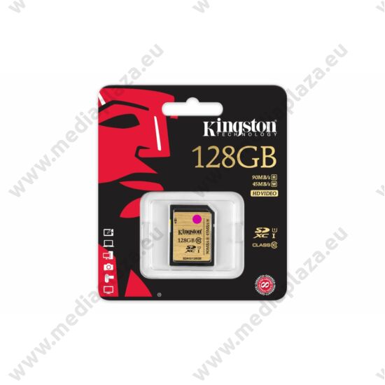 KINGSTON SDXC 128GB CLASS 10 UHS-I (90 MB/s OLVASÁSI - 45 MB/s ÍRÁSI SEBESSÉG)