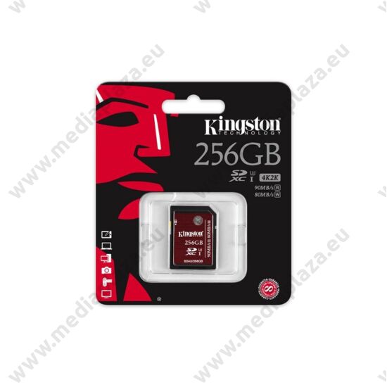 KINGSTON SDXC 256GB CLASS 10 UHS-I U3 90 MB/s OLVASÁSI - 80 MB/s ÍRÁSI SEBESSÉG