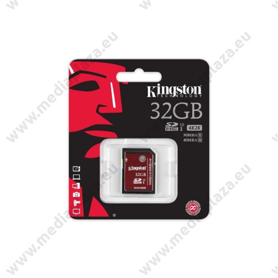 KINGSTON SDHC 32GB CLASS 10 UHS-I U3 (90 MB/s OLVASÁSI - 80 MB/s ÍRÁSI SEBESSÉG)