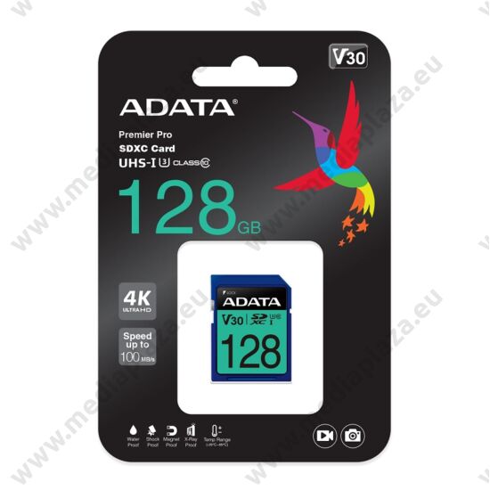ADATA PREMIER PRO SDXC 128GB CLASS 10 UHS-I U3 V30 100/80 MB/s
