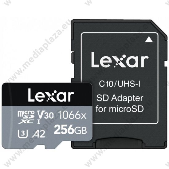 LEXAR PROFESSIONAL 1066x SILVER SERIES MICRO SDXC 256GB + ADAPTER CLASS 10 UHS-I U3 A2 V30 (160/120 MB/s)