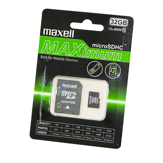 MAXELL MAXIMUM MICRO SDHC 32GB + ADAPTER CLASS 10