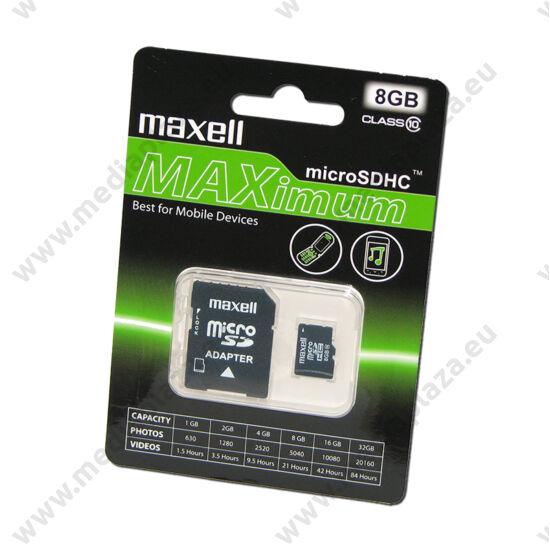 MAXELL MAXIMUM MICRO SDHC 8GB + ADAPTER CLASS 10