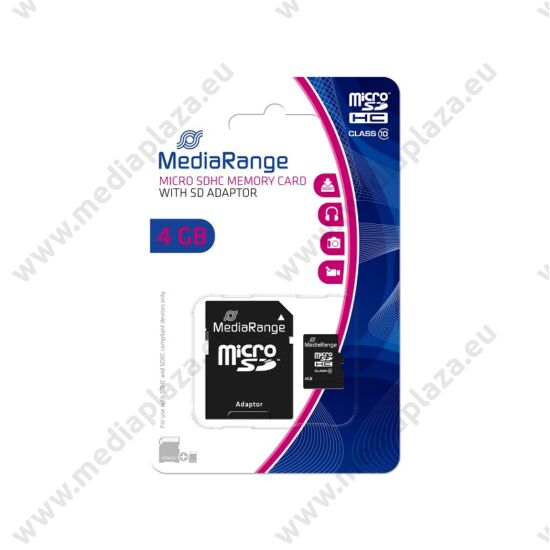 MEDIARANGE MICRO SDHC 4GB + ADAPTER CLASS 10