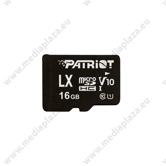 PATRIOT LX SERIES MICRO SDHC 16GB CLASS 10 UHS-I U1 (80 MB/s OLVASÁSI SEBESSÉG)