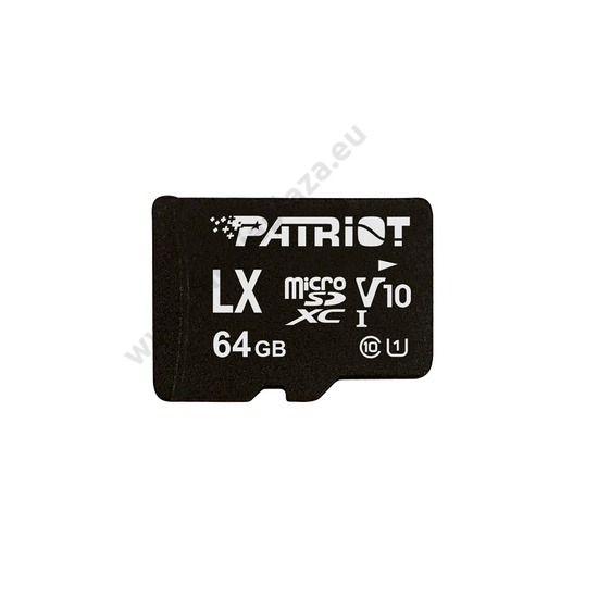 PATRIOT LX SERIES MICRO SDXC 64GB CLASS 10 UHS-I U1 (90 MB/s OLVASÁSI SEBESSÉG)