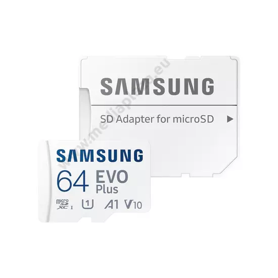 SAMSUNG EVO PLUS (2021) MICRO SDXC 64GB + ADAPTER CLASS 10 UHS-I U1 A1 V10 (130 MB/s ADATÁTVITELI SEBESSÉG)