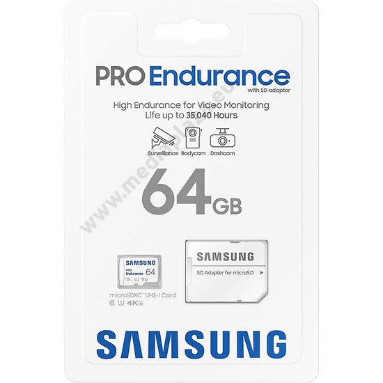 SAMSUNG PRO ENDURANCE MICRO SDXC 64GB + ADAPTER CLASS 10 UHS-I U1 V10 100/30 MB/s