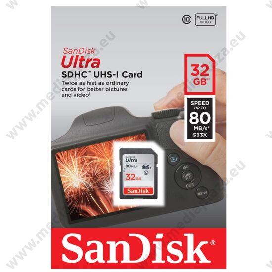 SANDISK ULTRA SDHC 32GB CLASS 10 UHS-I (80 MB/s OLVASÁSI SEBESSÉG)