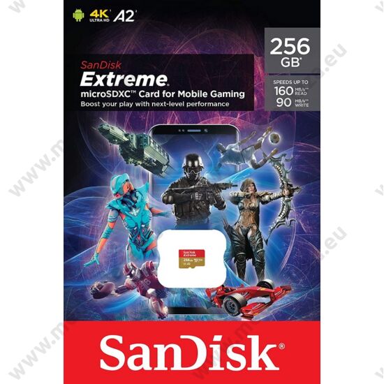 SANDISK EXTREME FOR MOBILE GAMING MICRO SDXC 256GB CLASS 10 UHS-I U3 A2 V30 160/90 MB/s