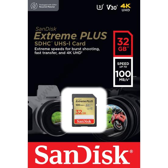 SANDISK EXTREME PLUS SDHC 32GB CLASS 10 UHS-I U3 V30 100/60 MB/s