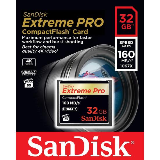SANDISK COMPACT FLASH EXTREME PRO UDMA7 MEMÓRIAKÁRTYA 160/150 MB/s 32GB