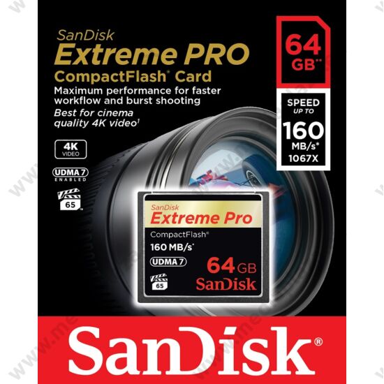 SANDISK COMPACT FLASH EXTREME PRO UDMA7 MEMÓRIAKÁRTYA 160/150 MB/s 64GB