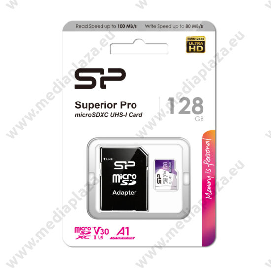 SILICON POWER SUPERIOR PRO MICRO SDXC 128GB + ADAPTER CLASS 10 UHS-I U3 A1 V30 100/80 MB/s