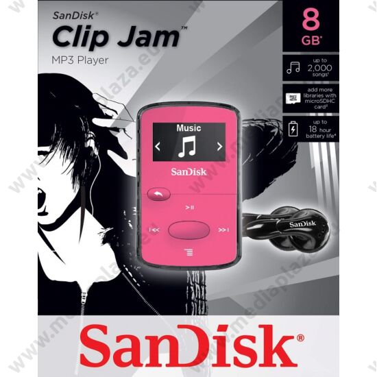 SANDISK CLIP JAM MP3 LEJÁTSZÓ 8GB RÓZSASZÍN