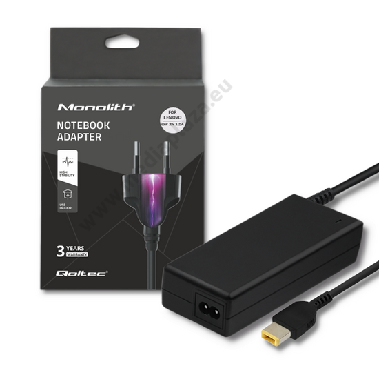 QOLTEC LENOVO 65W 20V 3.25A SLIM TIP+PIN NOTEBOOK/LAPTOP TÖLTŐ TÁPKÁBELLEL (50053)