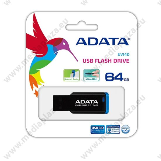 ADATA USB 3.0 PENDRIVE UV140 64GB FEKETE/KÉK