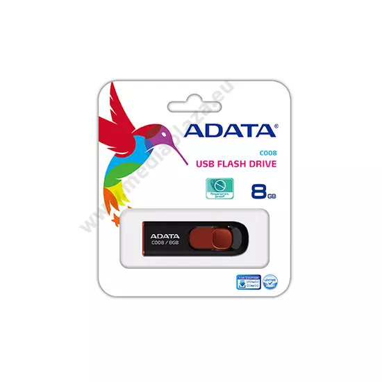 ADATA USB 2.0 PENDRIVE CLASSIC C008 8GB FEKETE/PIROS