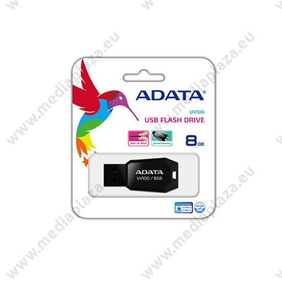 ADATA USB 2.0 PENDRIVE SLIM UV100 8GB FEKETE
