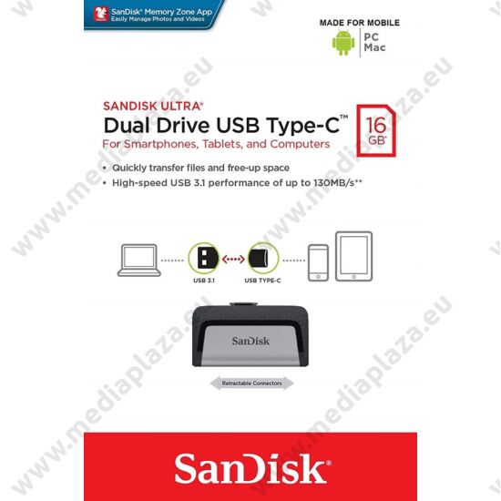 SANDISK ULTRA DUAL DRIVE USB 3.1 TYPE-C/USB 3.1 OTG PENDRIVE 16GB