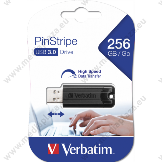 VERBATIM USB 3.0 PENDRIVE PINSTRIPE 256GB FEKETE