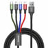 Kép 1/9 - BASEUS CA1T4-A01 4-IN-1 KÁBEL 2 x APPLE LIGHTNING + USB-C + MICRO USB 1,2m 3,5A FEKETE