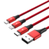 Kép 1/4 - UNITEK C4049RD 3-IN-1 USB TYPE-C/MICRO USB/APPLE LIGHTNING KÁBEL 1,2m PIROS