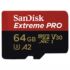 Kép 4/4 - SANDISK EXTREME PRO MICRO SDXC 64GB + ADAPTER CLASS 10 UHS-I U3 A2 V30 170/90 MB/s