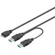 PREMIUMCORD USB 3.0 Y TÁPKÁBEL 0,3m