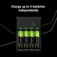 GREEN CELL GRSETGC02 VITALCHARGER AA/AAA NI-MH AKKUMULÁTOR TÖLTŐ SZETT MICRO USB/USB-C BEMENETTEL 4DB AAA MÉRETŰ 800 mAh AKKUMULÁTORRAL