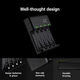 GREEN CELL GRSETGC02 VITALCHARGER AA/AAA NI-MH AKKUMULÁTOR TÖLTŐ SZETT MICRO USB/USB-C BEMENETTEL 4DB AAA MÉRETŰ 800 mAh AKKUMULÁTORRAL