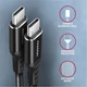 AXAGON FONOTT SZÖVET USB-C/USB-C GYORSTÖLTŐ ADATKÁBEL PD 2.0/3.0 QC 2.0/3.0/4.0 3A 60W 2m FEKETE