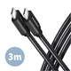 AXAGON FONOTT SZÖVET USB 3.2 GEN 1 USB-C/USB-C GYORSTÖLTŐ ADATKÁBEL PD 2.0/3.0 QC 2.0/3.0/4.0 3A 60W 5 Gb/s 3m FEKETE