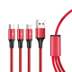 UNITEK C4049RD 3-IN-1 USB TYPE-C/MICRO USB/APPLE LIGHTNING KÁBEL 1,2m PIROS