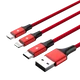 UNITEK C4049RD 3-IN-1 USB TYPE-C/MICRO USB/APPLE LIGHTNING KÁBEL 1,2m PIROS