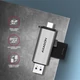 AXAGON CRE-SAC USB 3.2 GEN 1 TYPE-C/TYPE-A MICRO SD/MICRO SDHC/MICRO SDXC SD/SDHC/SDXC MEMÓRIAKÁRTYA OLVASÓ EZÜST