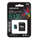 ADATA PREMIER PRO MICRO SDXC 512GB + ADAPTER CLASS 10 UHS-I U3 A2 V30 100/80 MB/s