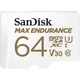 SANDISK MAX ENDURANCE MICRO SDXC 64GB + ADAPTER CLASS 10 UHS-I U3 V30 100/40 MB/s