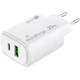 MEDIARANGE HÁLÓZATI TÖLTŐ USB-A/USB-C PD 3.0 QC 3.0 25W FEHÉR