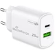 MEDIARANGE HÁLÓZATI TÖLTŐ USB-A/USB-C PD 3.0 QC 3.0 25W FEHÉR